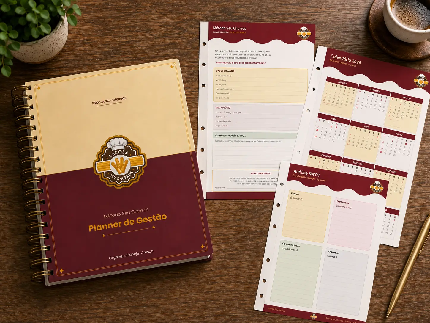 Planner de Gestão do Método Seu Churros®, versão física encadernada em capa dura